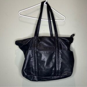 TUMI black nappa leather Weekender tote